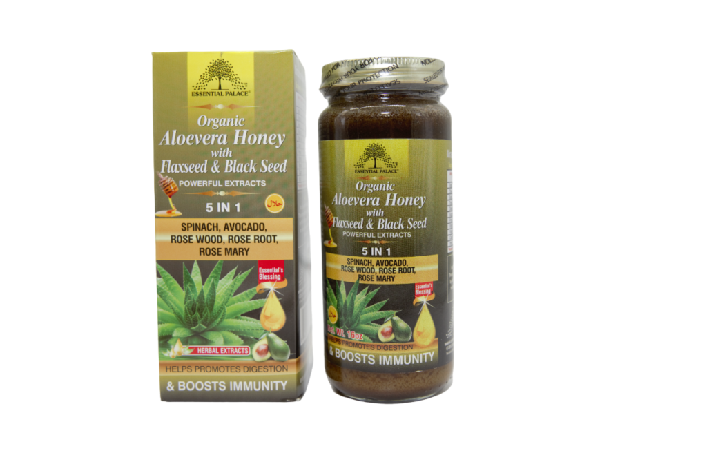 Organic Aloe Vera Honey With Flax Seed Essential Palace