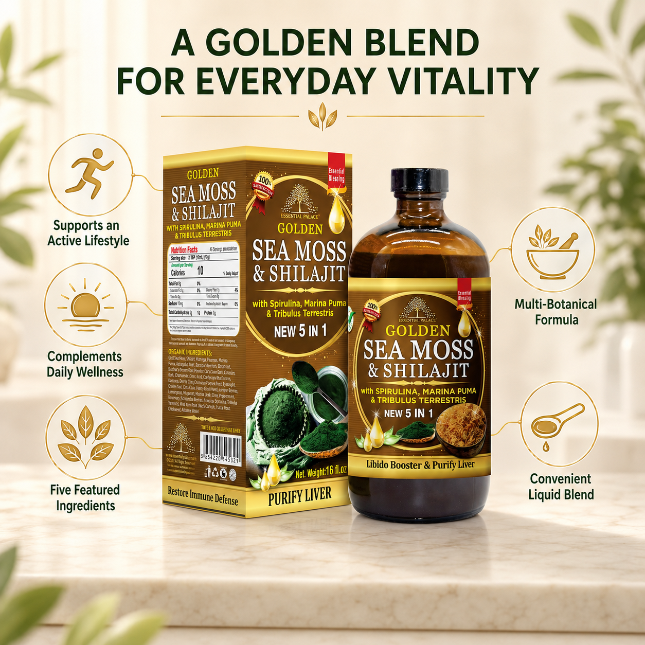 Organic Golden Sea Moss & Shilajit Stamina Booster