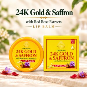 Organic 24K Gold & Saffron Lip Balm with Red Rose Extracts